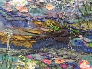 A close up of textile art